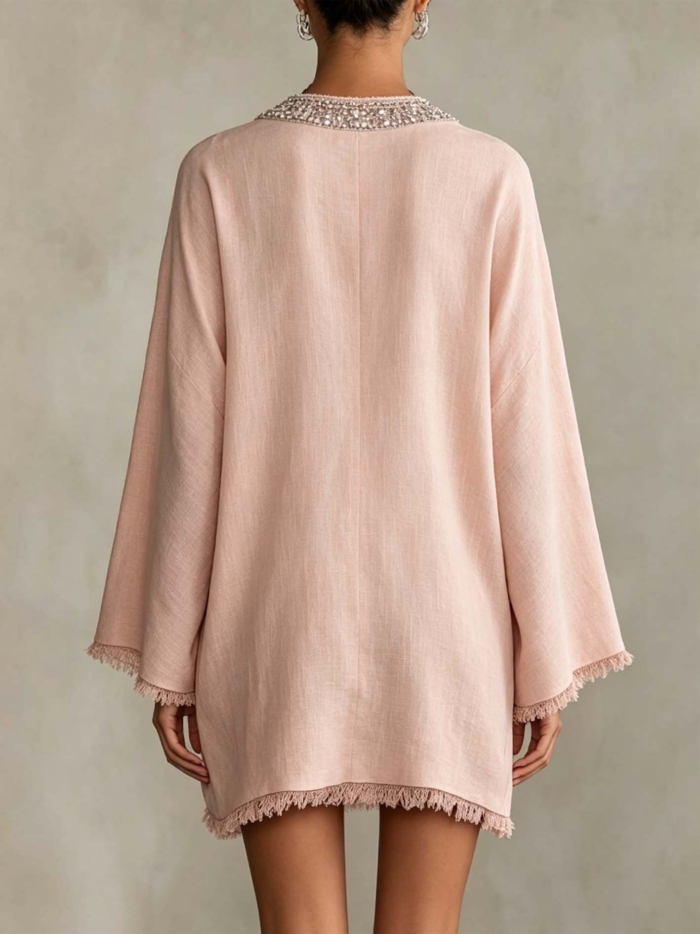 Blush Pink Linen Mini Dress