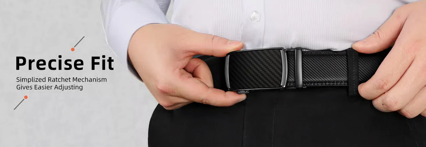Leather Ratchet Belt With Adjustable Buckle
