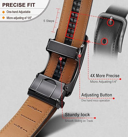 Leather Ratchet Belt With Adjustable Buckle