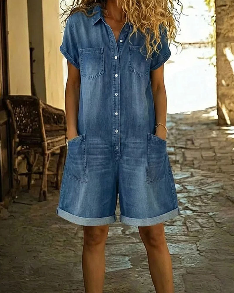 Denim Capri Romper