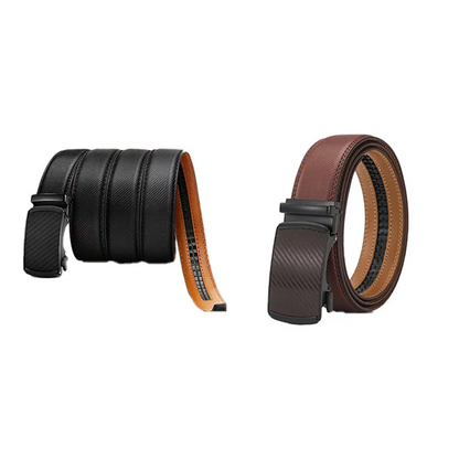 Leather Ratchet Belt With Adjustable Buckle