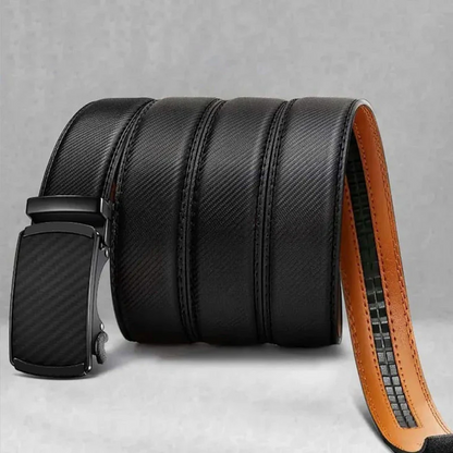Leather Ratchet Belt With Adjustable Buckle