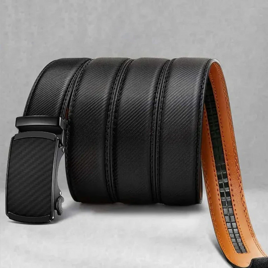 Leather Ratchet Belt With Adjustable Buckle