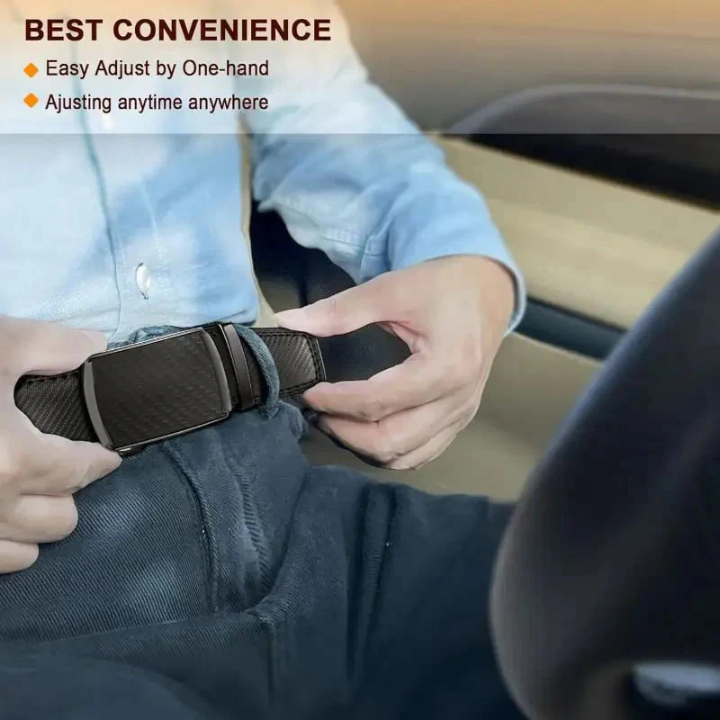 Leather Ratchet Belt With Adjustable Buckle