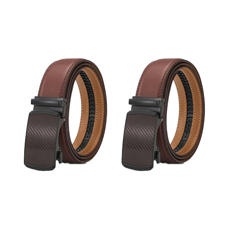 Leather Ratchet Belt With Adjustable Buckle