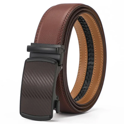 Leather Ratchet Belt With Adjustable Buckle