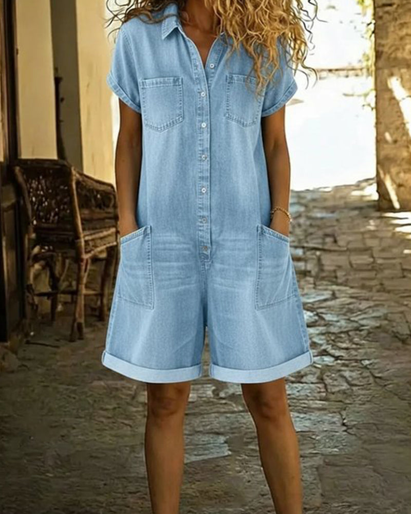 Denim Capri Romper