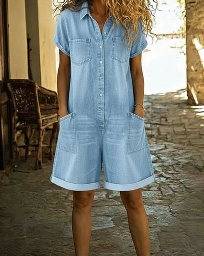 Denim Capri Romper