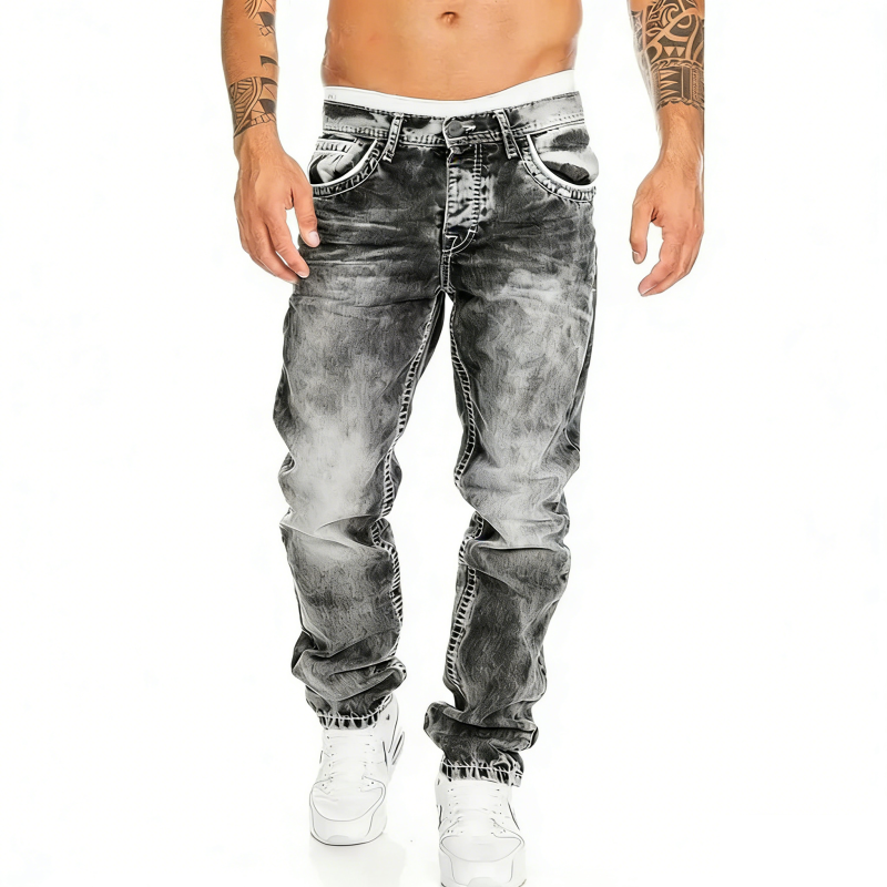 Creative Stretch Jeans for Men, Minimalist Style, Ideal for Summer, Emo Style