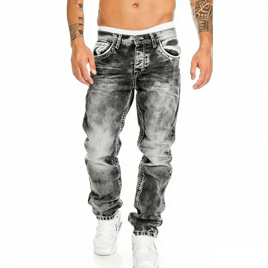 Creative Stretch Jeans for Men, Minimalist Style, Ideal for Summer, Emo Style