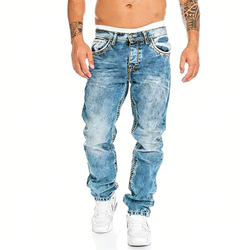 Creative Stretch Jeans for Men, Minimalist Style, Ideal for Summer, Emo Style