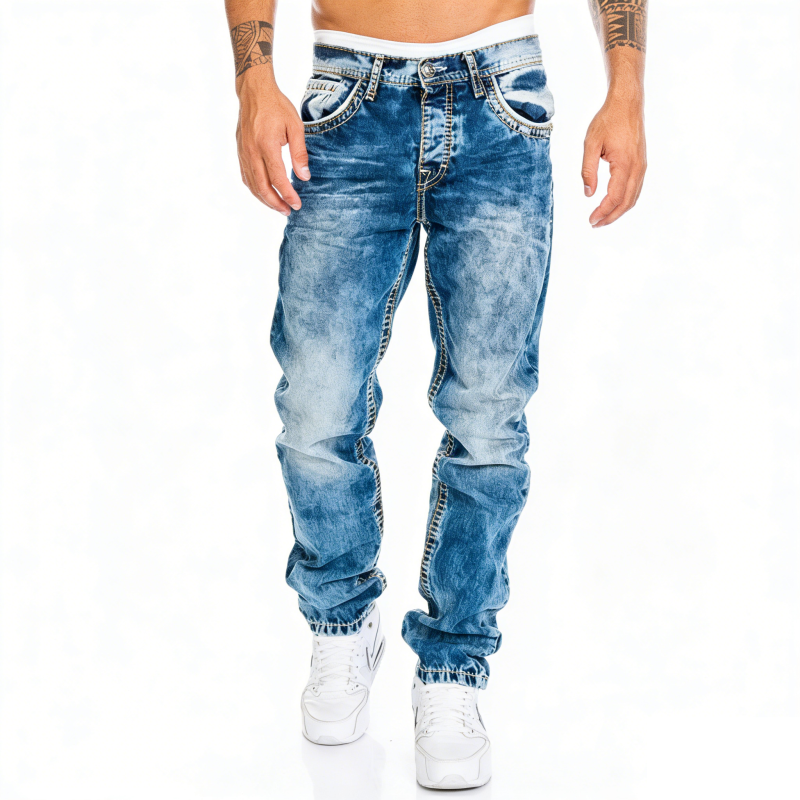 Creative Stretch Jeans for Men, Minimalist Style, Ideal for Summer, Emo Style