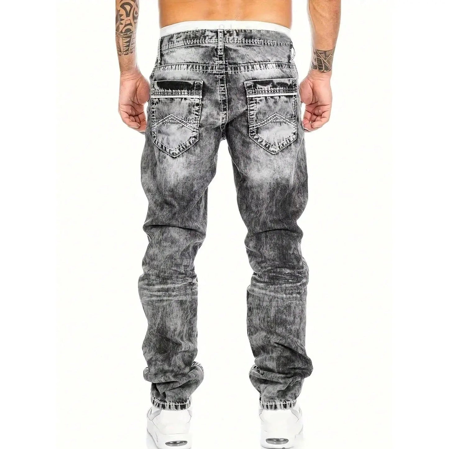 Creative Stretch Jeans for Men, Minimalist Style, Ideal for Summer, Emo Style