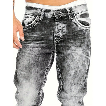 Creative Stretch Jeans for Men, Minimalist Style, Ideal for Summer, Emo Style