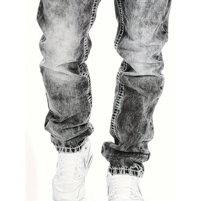 Creative Stretch Jeans for Men, Minimalist Style, Ideal for Summer, Emo Style