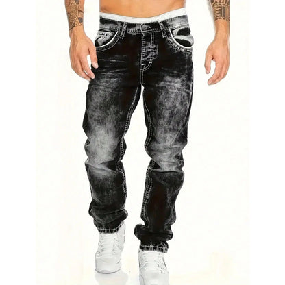Creative Stretch Jeans for Men, Minimalist Style, Ideal for Summer, Emo Style