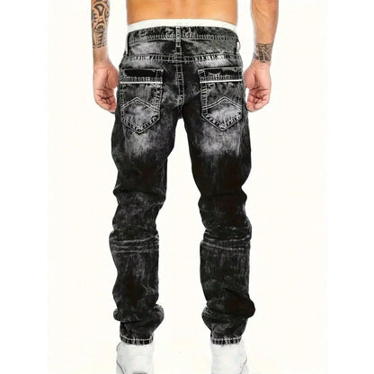 Creative Stretch Jeans for Men, Minimalist Style, Ideal for Summer, Emo Style