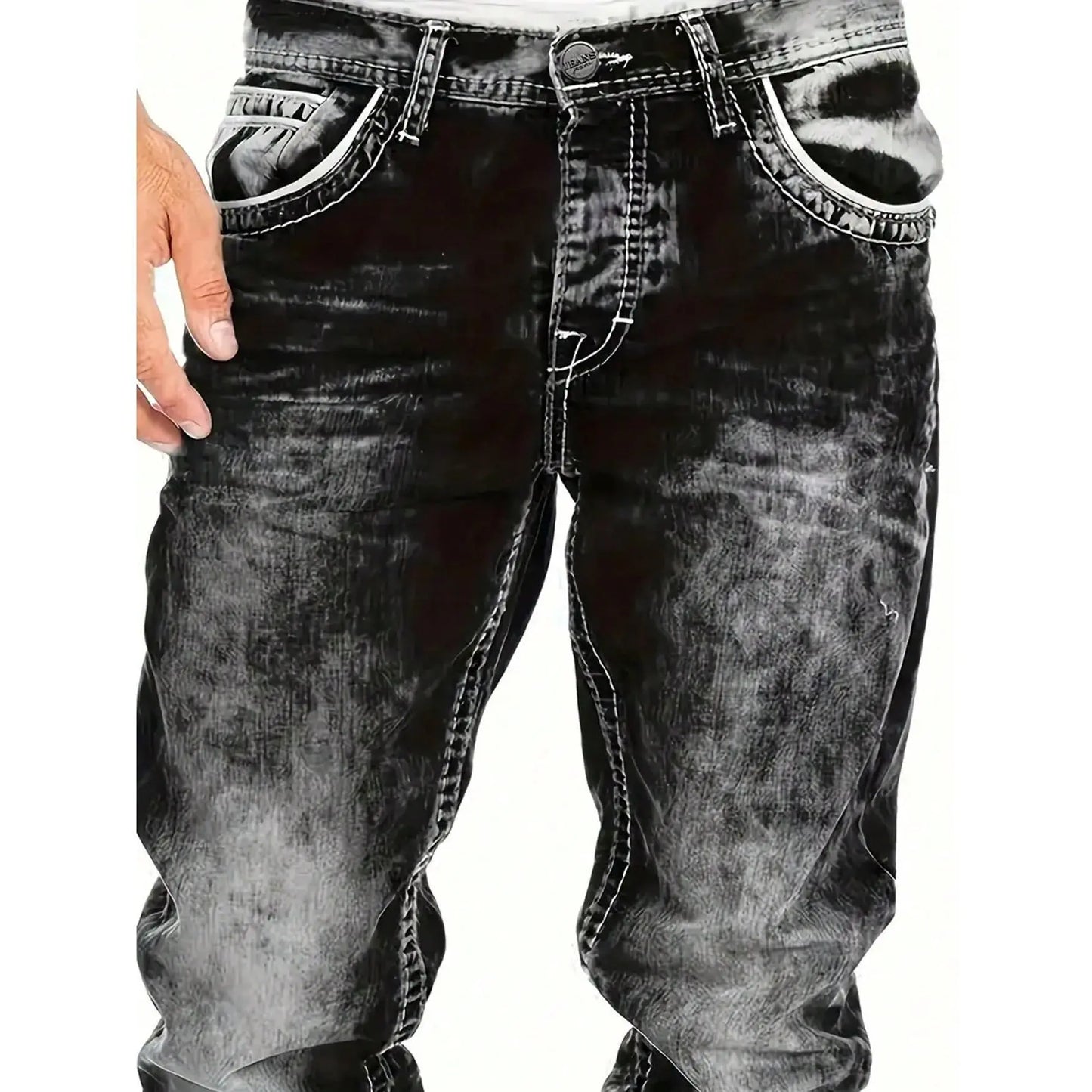 Creative Stretch Jeans for Men, Minimalist Style, Ideal for Summer, Emo Style