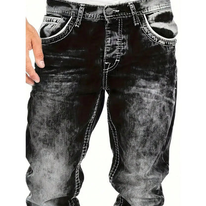 Creative Stretch Jeans for Men, Minimalist Style, Ideal for Summer, Emo Style