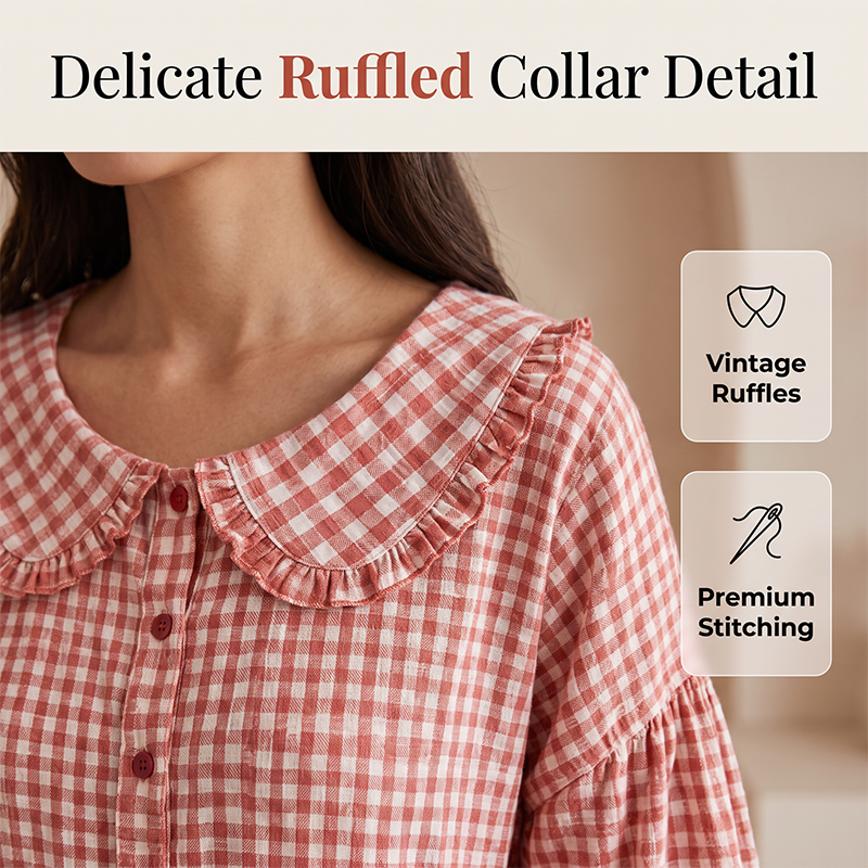 Women's Casual Gingham Print Top