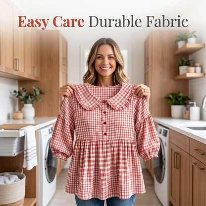 Women's Casual Gingham Print Top