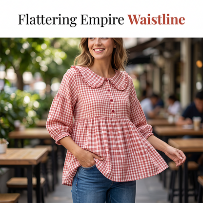 Women's Casual Gingham Print Top