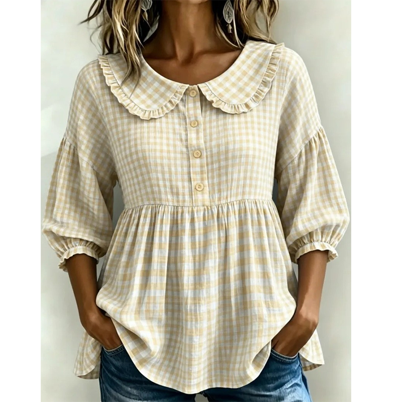 Women's Casual Gingham Print Top