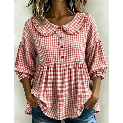 Women's Casual Gingham Print Top