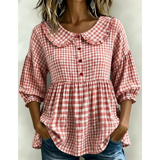 Women's Casual Gingham Print Top