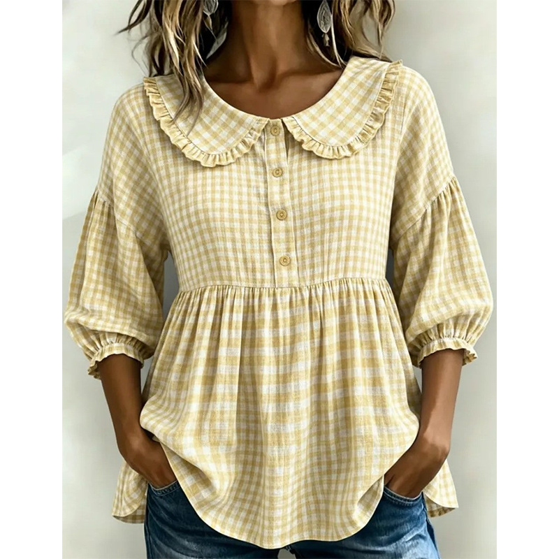 Women's Casual Gingham Print Top